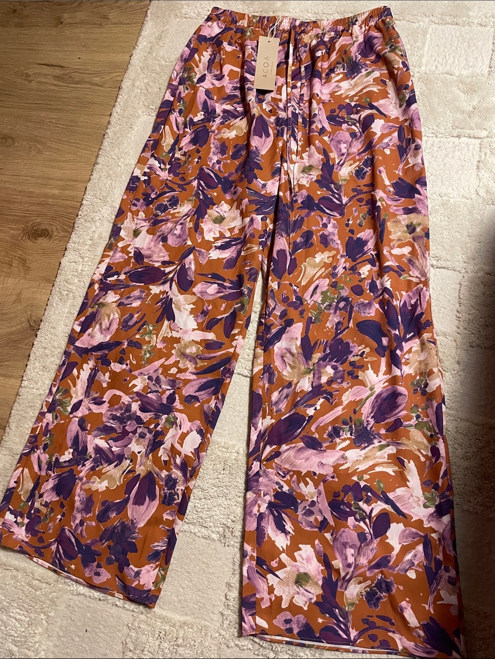 Acoa Floral Wide-Leg Drawstring Pants